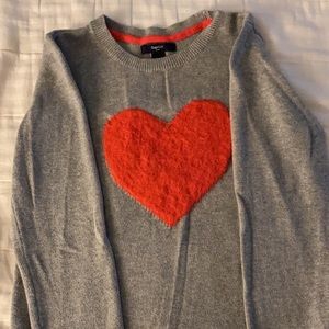 Grey fuzzy heart lightweight sweater. Worn once